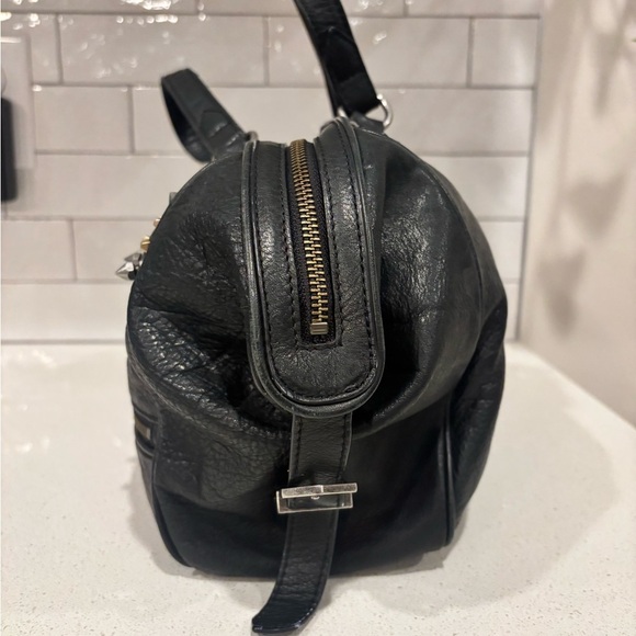 Amazing  Rare GOTH leather studded Black Bag Purse Sam Edelman Soft Roomy - Picture 3 of 9